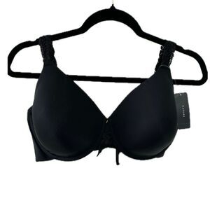 NWT Natori 736037 Black Lace Trim Adjustable Straps Full Coverage Bra 36DDD